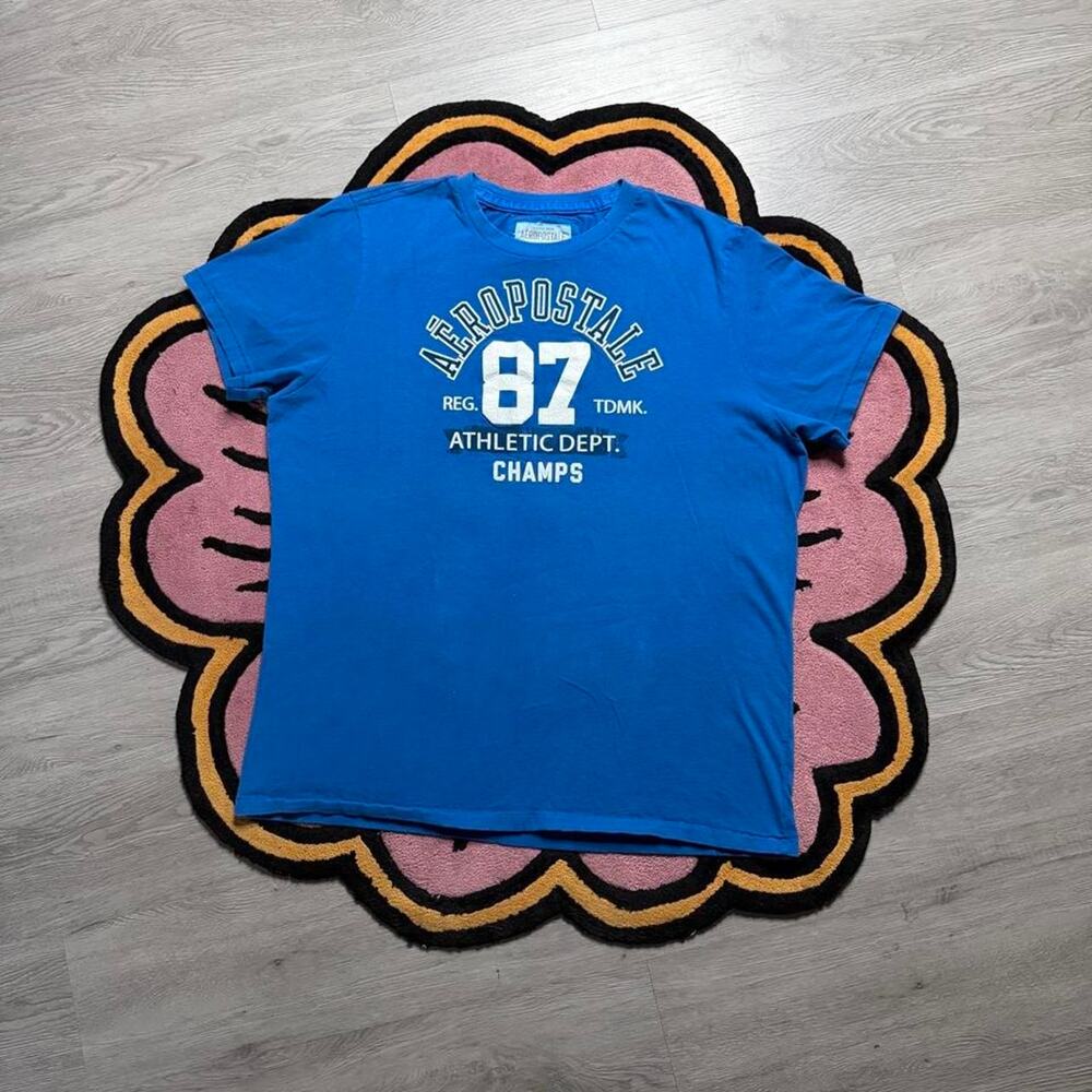 Vintage Y2K Aeropostale Graphic Logo T-shirt Size 2XL Blue
